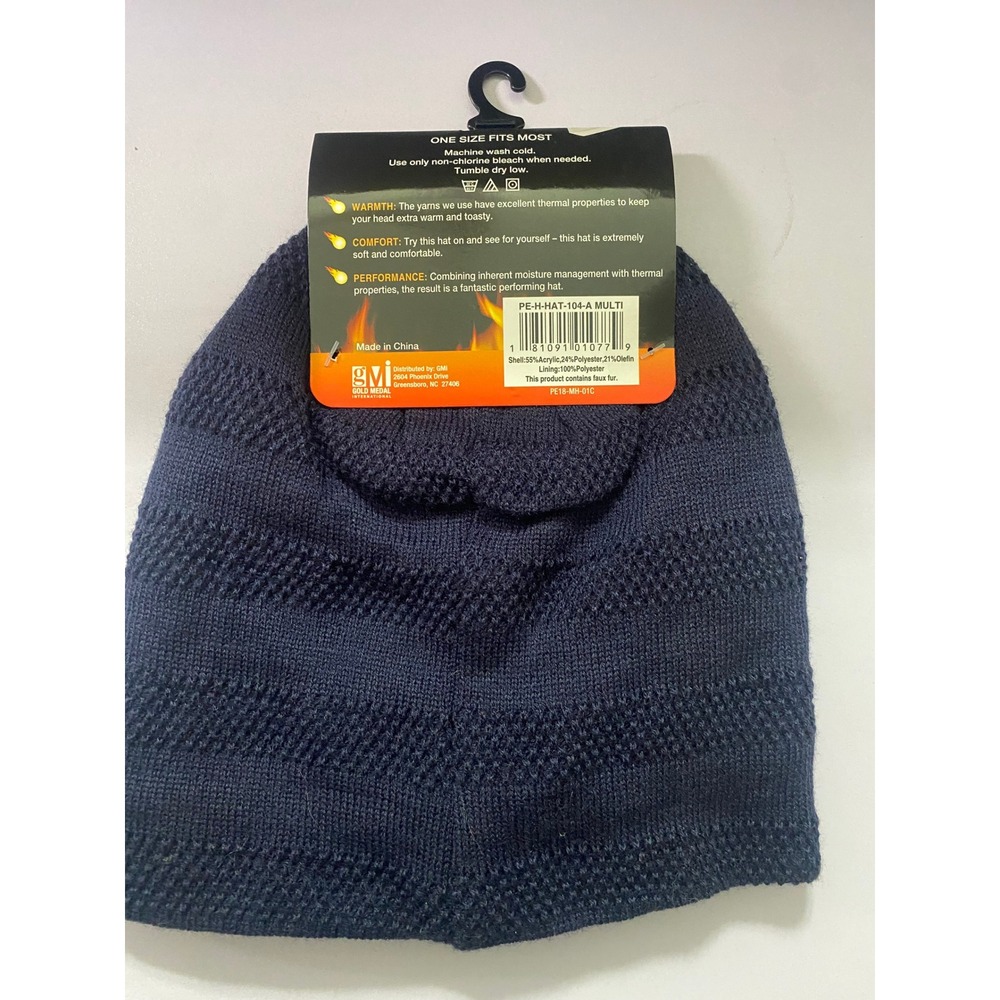 Polar Extreme Insulated Thermal Winter Hat Navy Fleece Lined NWT - Picture 2 of 3